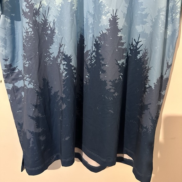 Yatta Golf Performance Shirt XL Men Blue Forest Evergreen Trees Short‎ Sleeve - Picture 4 of 5